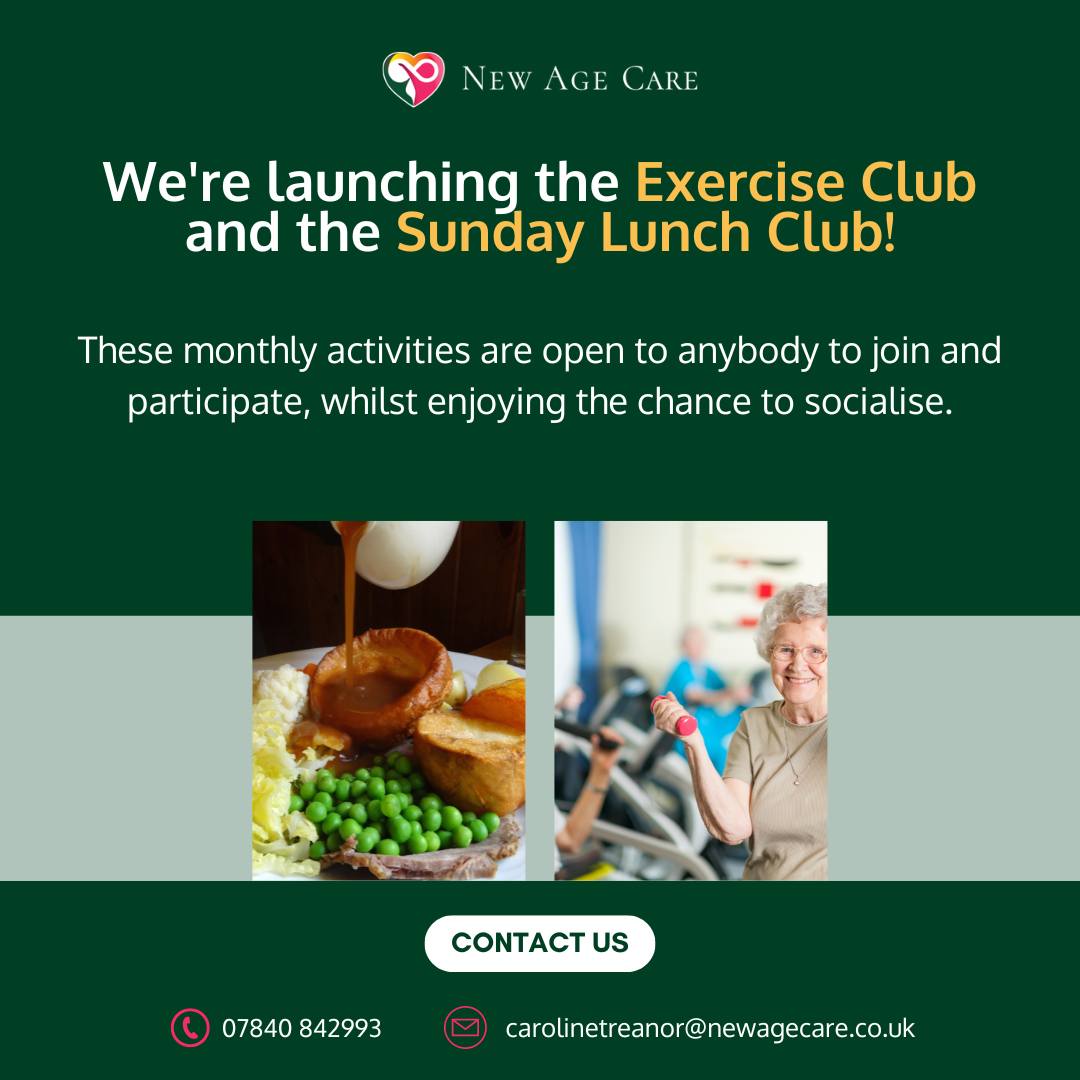 sunday club and excersize club flyer for new age care