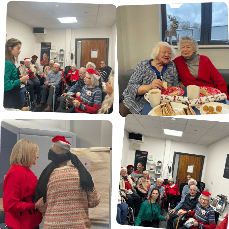 Seniors celebrating Christmas at a community center